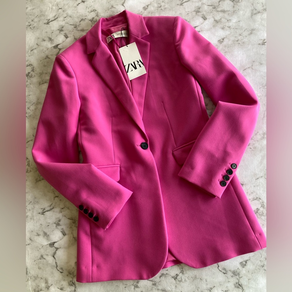 Zara Fuchsia Blazer with Buttoned Cuffs